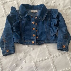 Nanette Lepore Baby Girl Ruffle Denim Jacket 18M Cropped Blue Jean Jacket